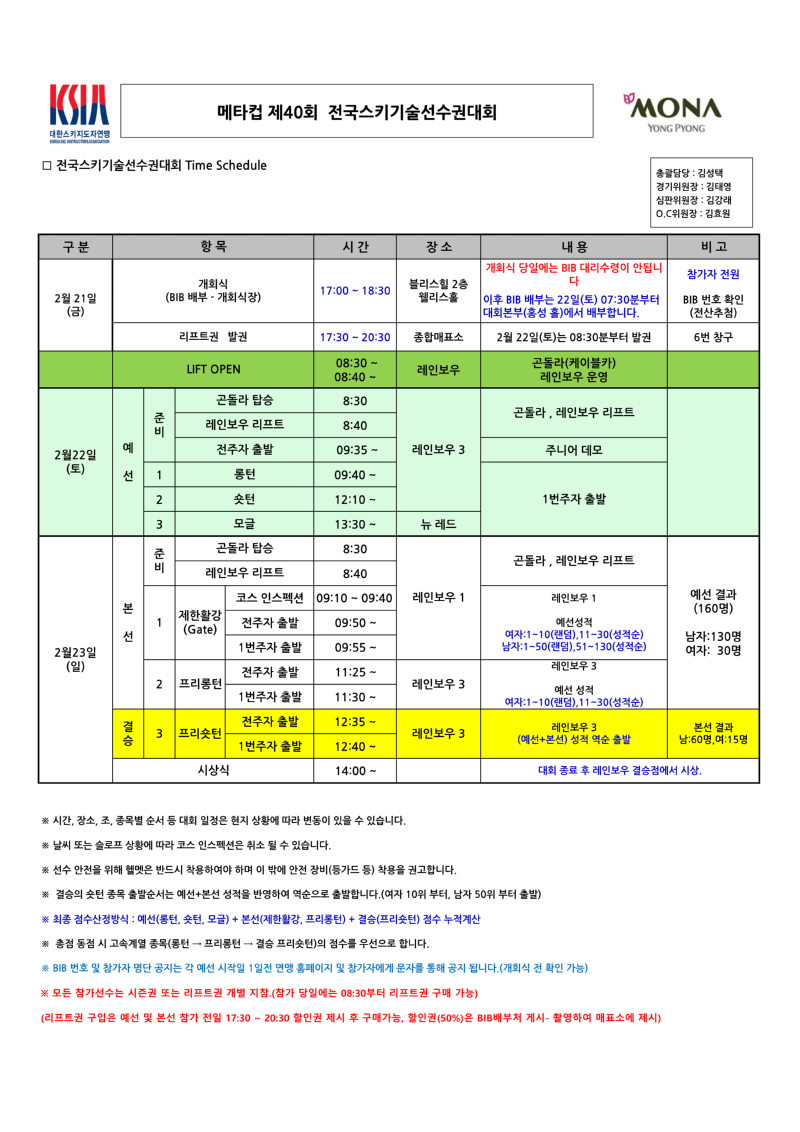 2025년 제40회 전국스키기술선수대회 Time Schedule_1.png